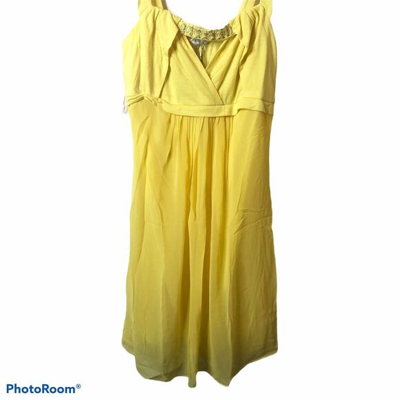 Lucy Paris Yellow Cut Out Mini Dress Sheer Overlay - Picture 4 of 10